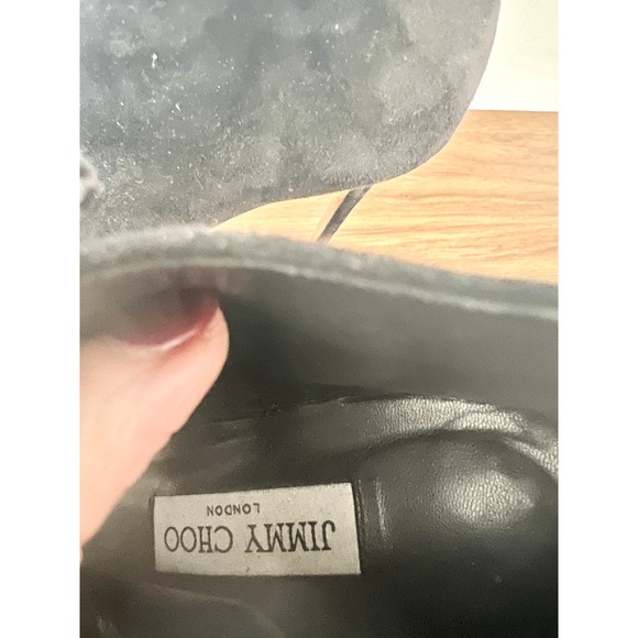 Jimmy Choo Mavy Suede Lace Up Open Toe Ankle Bootie Black Women's Size 39.5 / 9 - Picture 9 of 13